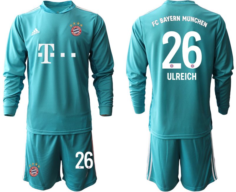 Men 2020-2021 club Bayern Munich lake blue long sleeve goalkeeper #26 Soccer Jerseys